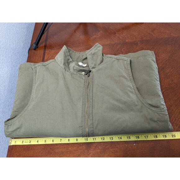 Max Jeans Sherpa Lined Vest M Green Layering Diagonal Zipper Moto Jacket Utility - Picture 6 of 9